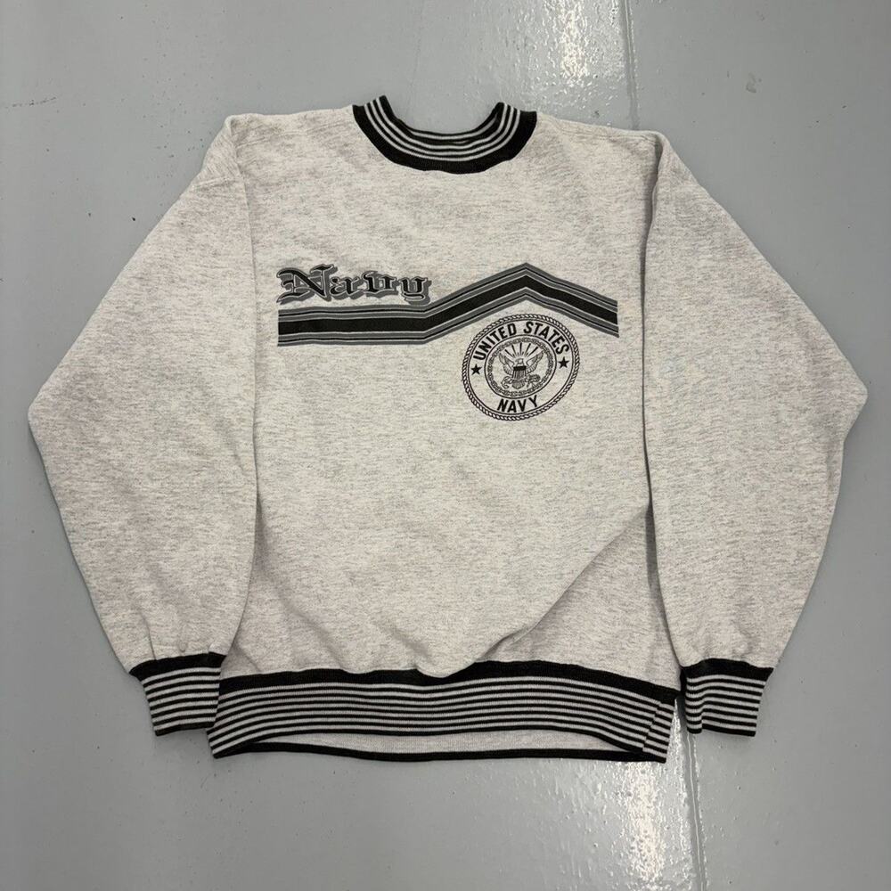 Vintage 90s US Navy Grey Military Cuffed Cotton Sweatshirt